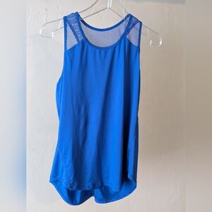 Blue Sleeveless Mesh Top